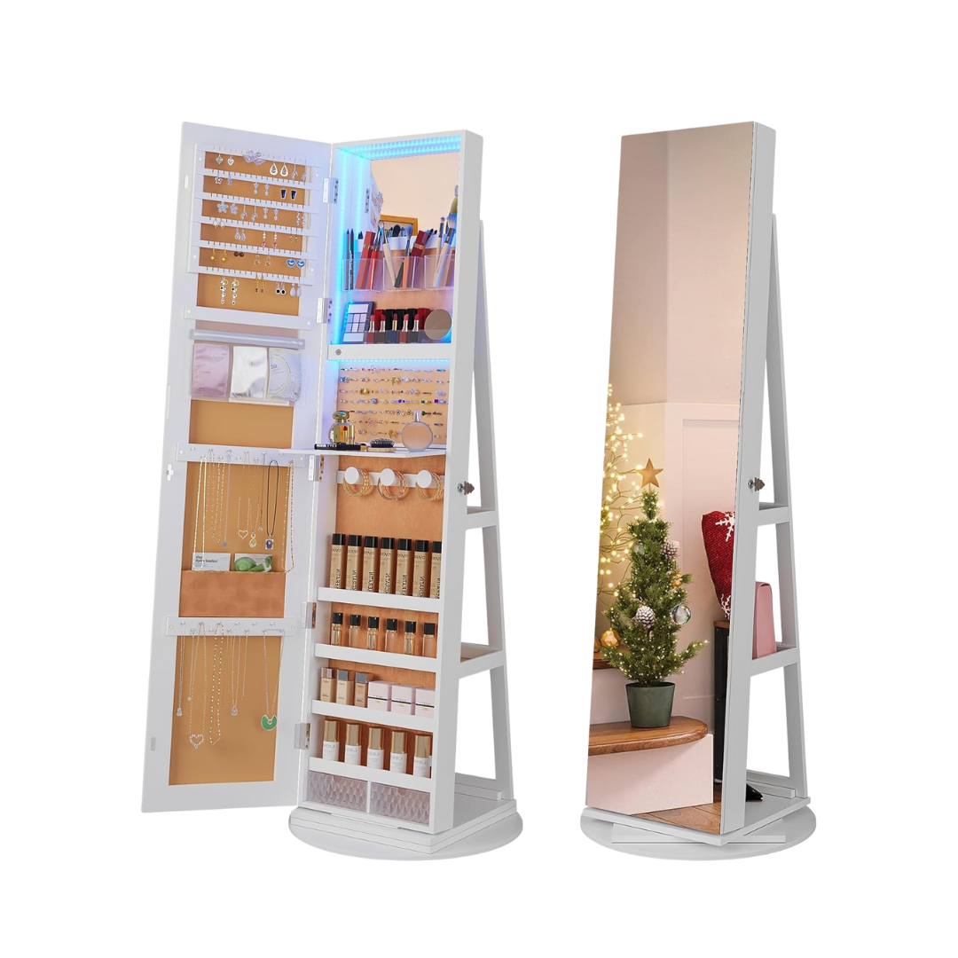 🔥Pre-Black Friday🔥 Espejo joyero 170 x 70 cm, espejo de cuerpo entero con organizador de joyas